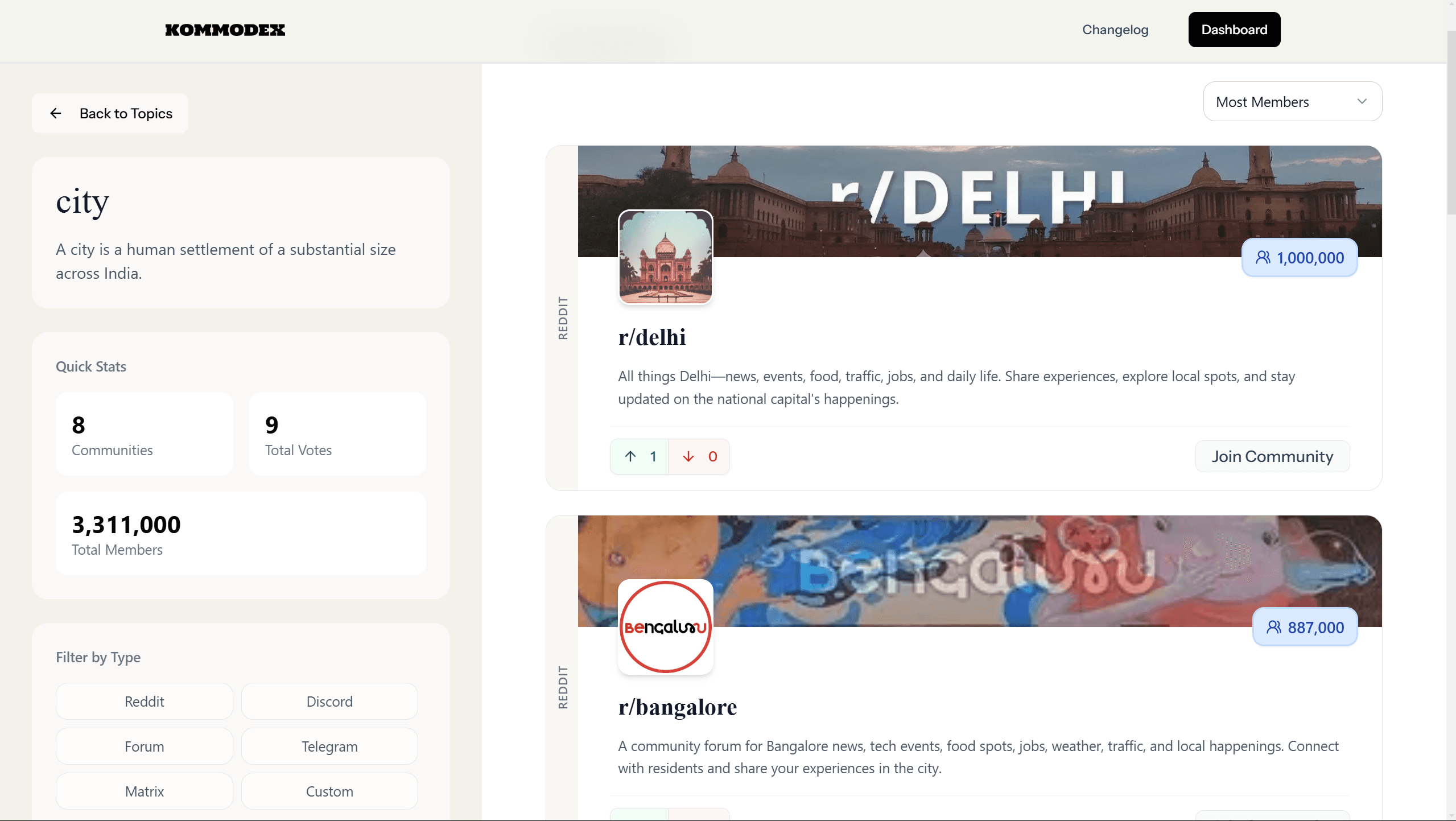 Main page show